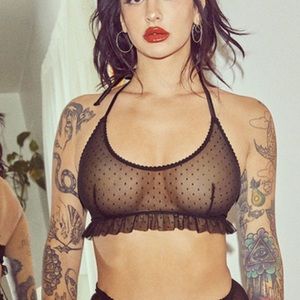 Candy Hearts Dotted Mesh Halter Crop Cami